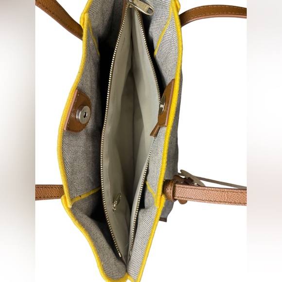 Furla Piped Trim Woven Textile Tote - Picture 6 of 13